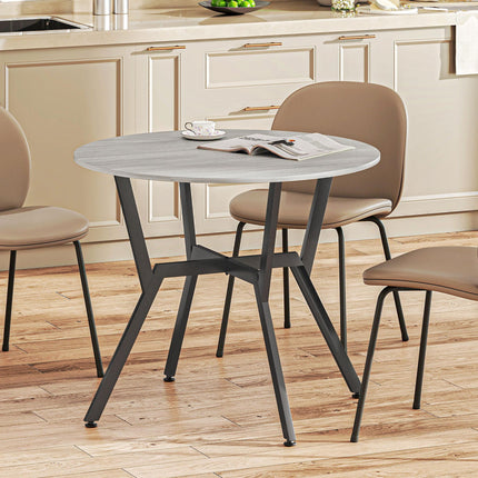 Dining Table, Round Kitchen Table with Black Legs, Anti-slip Foot Pads for Living Room, Dining Room 90 x 76 cm, Grey
