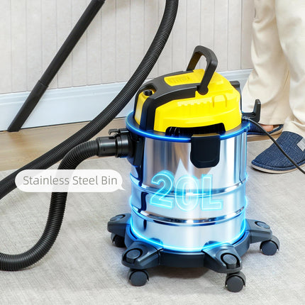 Wet and Dry Vacuum Cleaner, 1200W 20L Wet & Dry Vacuum Cleaner w/ Blower, Triple Filters for Workshop, Home, Carpet