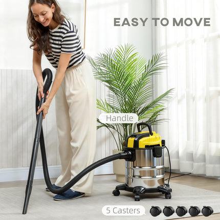 Wet and Dry Vacuum Cleaner, 1200W 20L Wet & Dry Vacuum Cleaner w/ Blower, Triple Filters for Workshop, Home, Carpet