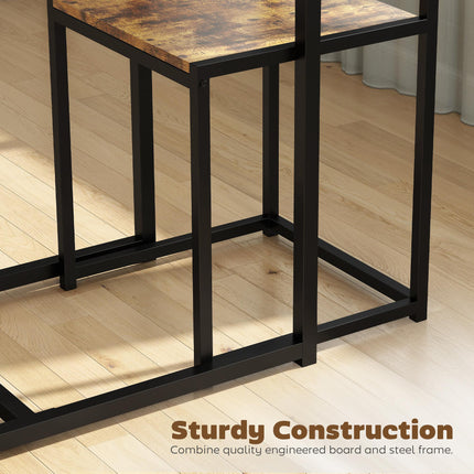 3 Piece Table Stool Set - Rustic Brown