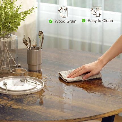 Dining Table, Round Kitchen Table with Black Legs, Anti-slip Foot Pads for Living Room, Dining Room 90 x 76 cm, Rustic Brown