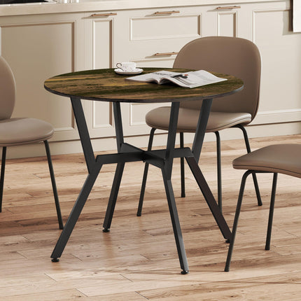 Dining Table, Round Kitchen Table with Black Legs, Anti-slip Foot Pads for Living Room, Dining Room 90 x 76 cm, Rustic Brown