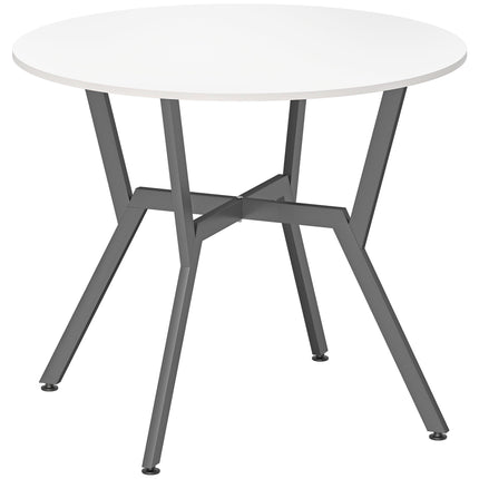 Dining Table, Round Kitchen Table with Black Legs for Living Room, Dining Room 90 x 76 cm, High Gloss White