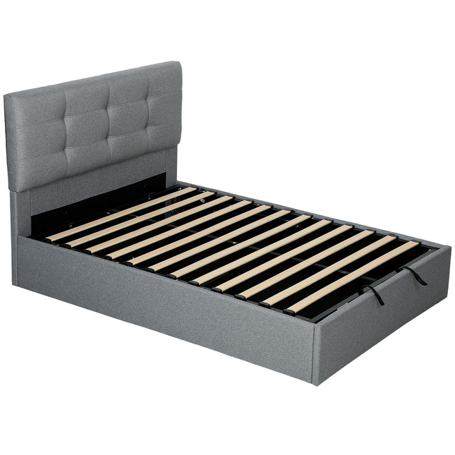 HOMCOM 4ft6 Double Ottoman Bed with Gas Lift Storage - Grey