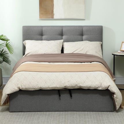 HOMCOM 4ft6 Double Ottoman Bed with Gas Lift Storage - Grey