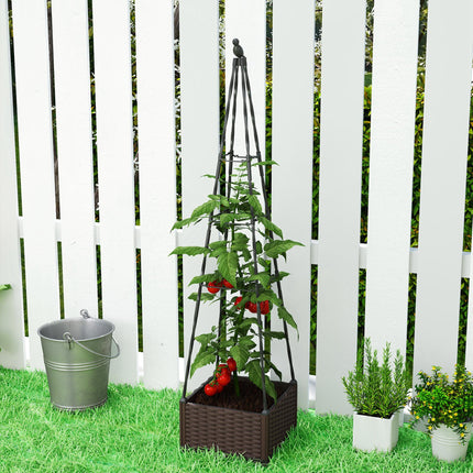Raised Bed for Garden, Raised Garden Bed Planter Box with Trellis, Self Watering, Drainage Holes and Plugs
