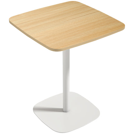 Small Dining Table, 60 cm Square Kitchen Table with Wood-veneer Top and Steel Ba
