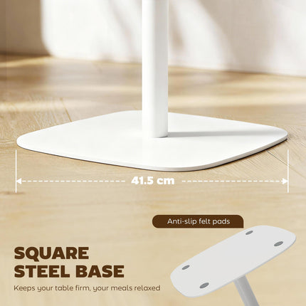 Small Dining Table, 60 cm Square Kitchen Table with Wood-veneer Top and Steel Ba