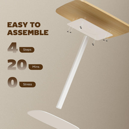 Small Dining Table, 60 cm Square Kitchen Table with Wood-veneer Top and Steel Ba