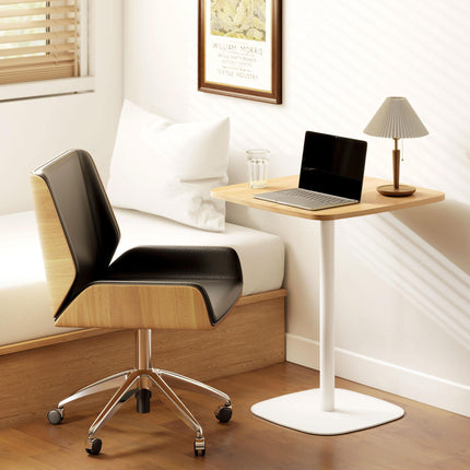 Small Dining Table, 60 cm Square Kitchen Table with Wood-veneer Top and Steel Ba