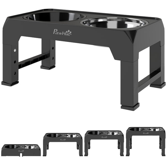 Raised Dog Bowl, Foldable Elevated Dog bowls with Slow Feeder, 4 Adjustable Heights, for Small Medium Large Breeds