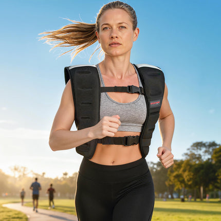 Weighted Vest, 10 kg Weight Vest with Adjustable Straps, Reflective Strips, Black