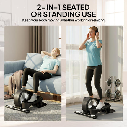 Under Desk Elliptical Machine with LCD Monitor, 8 Adjustable Magnetic Resistances for 2-in-1 Seat & Stand Up Exercise