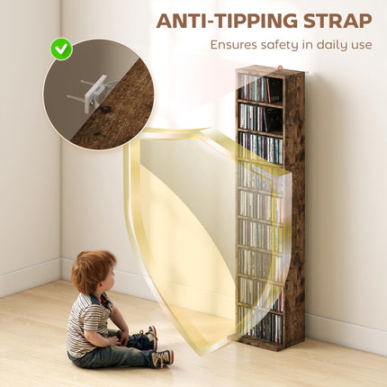 260 Narrow CD Storage Unit - Rustic Brown