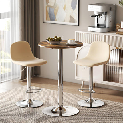 Round Bar Table, 360 Degree Swivel Counter Pub Table with Adjustable Height, for Kitchen, Cafe, Rustic Brown