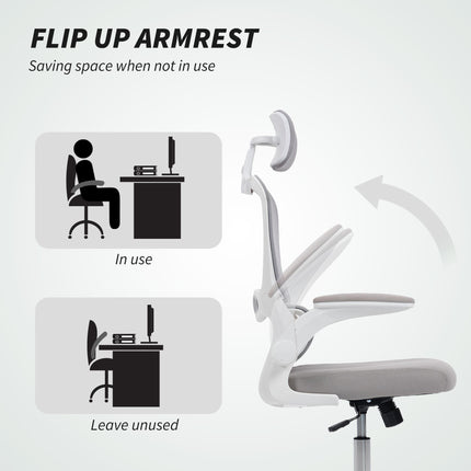 HOMCOM Mesh Back Office Chair, with Lumbar Support - Grey