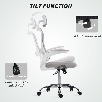 HOMCOM Mesh Back Office Chair, with Lumbar Support - Grey