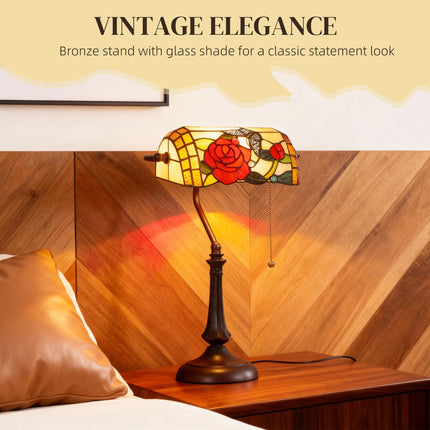 Tiffany-Style Rose and Butterfly Table Lamp - Multi