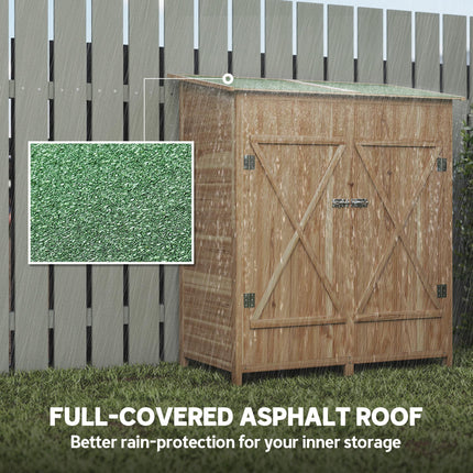 140 x 75 Fir Wood Garden Shed, with Asphalt Roof - Natural