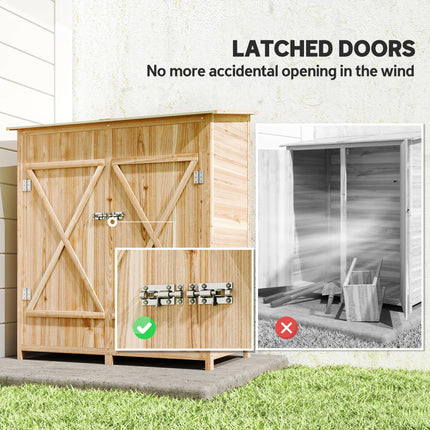 140 x 75 Fir Wood Garden Shed, with Asphalt Roof - Natural