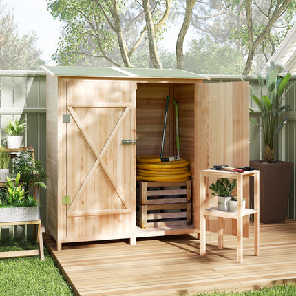140 x 75 Fir Wood Garden Shed, with Asphalt Roof - Natural