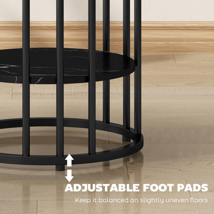 Set of Two Marble-Effect Coffee Tables - Black