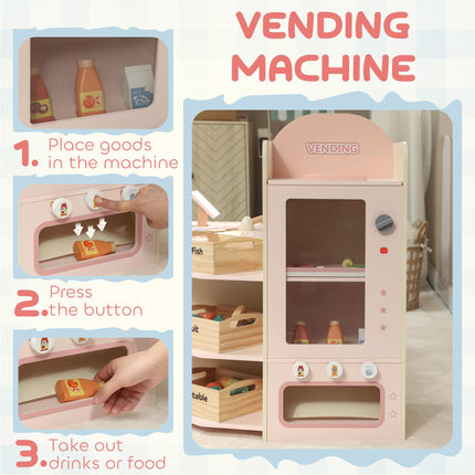 Kids Grocery Store, Children Supermarket Playset with Cash Register, Vending Mac
