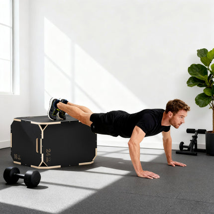 Non-Slip Plyo Box, Corner-free Wooden Jump Box, 41 x 61 x 51 cm