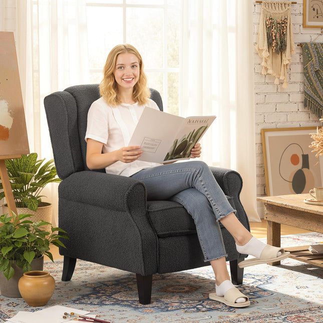 132° Recliner Armchair, with Extended Footrest - Dark Grey