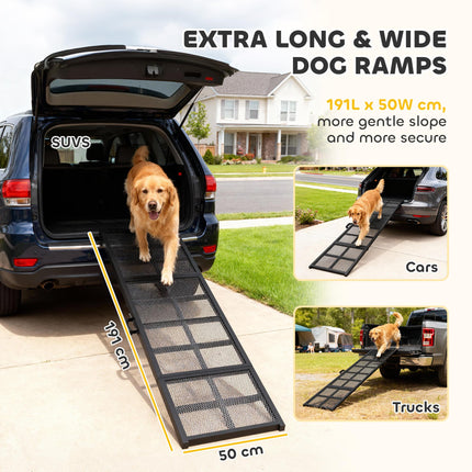 191 x 50cm Dog Ramp for Car, Extra Long Pet Stairs with Non-Slip Surface, for Large Dogs, Black
