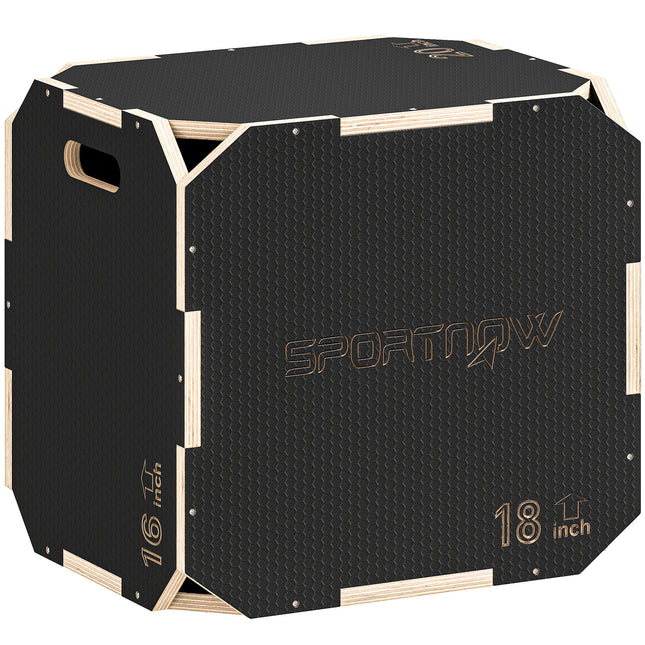 Non-Slip Plyo Box, Corner-free Wooden Jump Box, 41 x 51 x 48 cm
