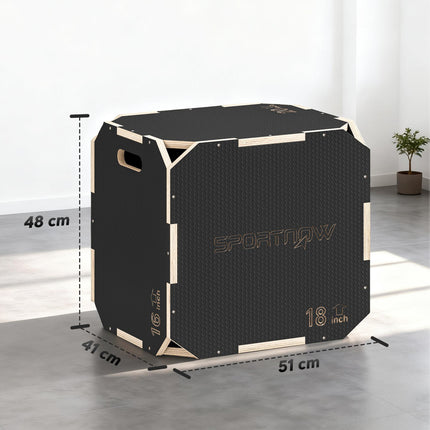 Non-Slip Plyo Box, Corner-free Wooden Jump Box, 41 x 51 x 48 cm