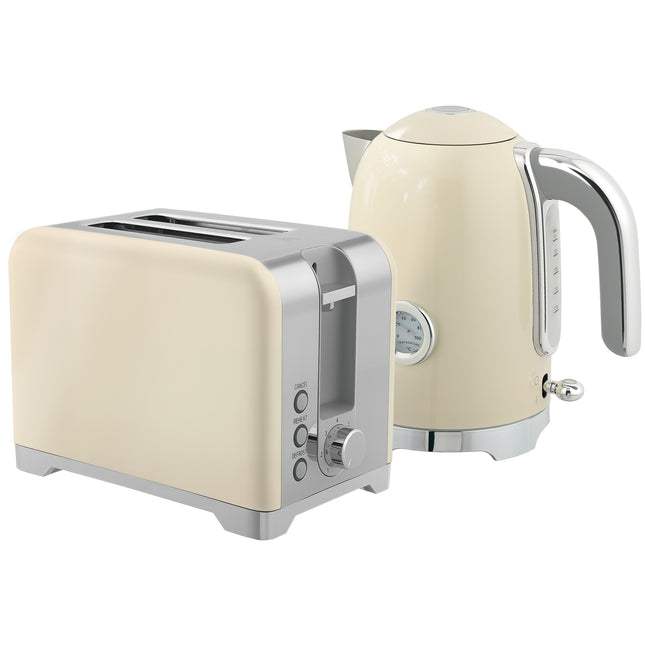 Retro Toaster and Kettle Set - Cream