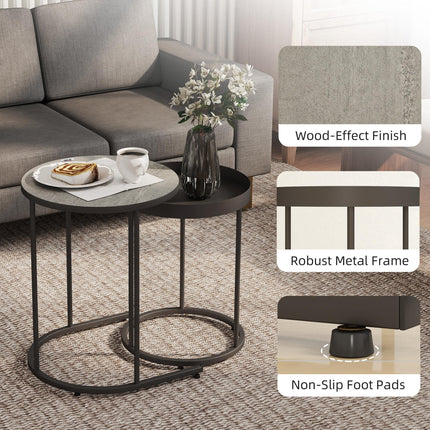 Set of Two Industrial Nesting Tables - Grey