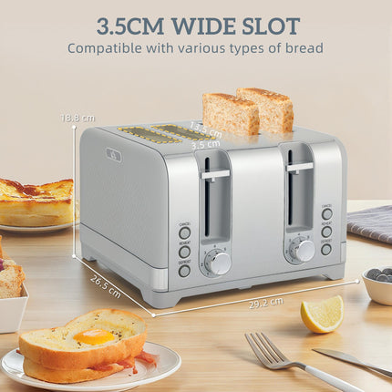 Sleek Textured Kettle and Four-Slice Toaster Set - Grey