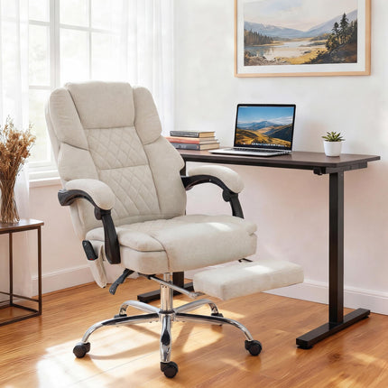Office Chair with 6-point Vibration Massage and Heat, Fabric Desk Chair with Foo