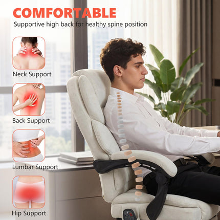 Office Chair with 6-point Vibration Massage and Heat, Fabric Desk Chair with Foo