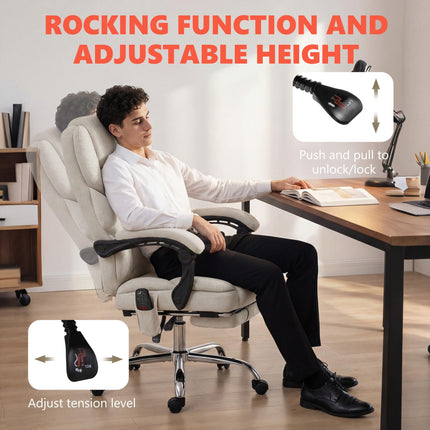 Office Chair with 6-point Vibration Massage and Heat, Fabric Desk Chair with Foo