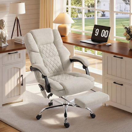 Office Chair with 6-point Vibration Massage and Heat, Fabric Desk Chair with Foo