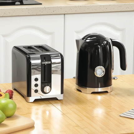 Retro Toaster and Kettle Set - Black