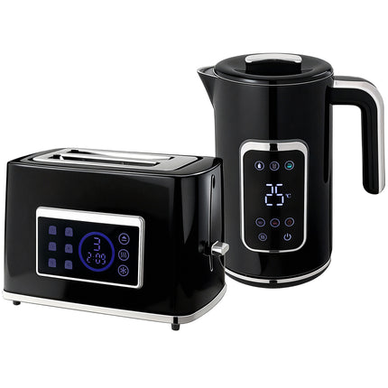 Touch Screen Kettle and Toaster Set - Black