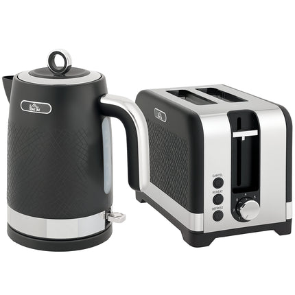 Sleek Textured Kettle and Toaster Set - Black