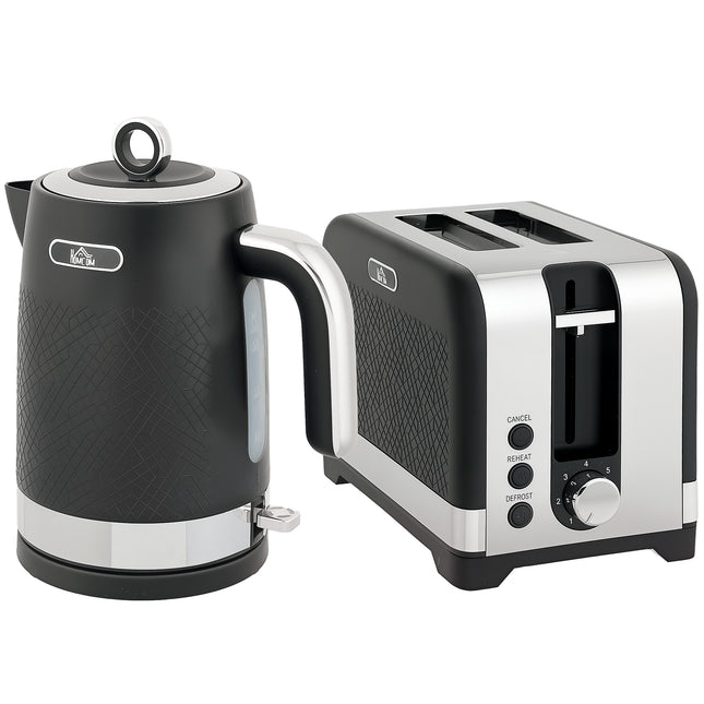 Sleek Textured Kettle and Toaster Set - Black