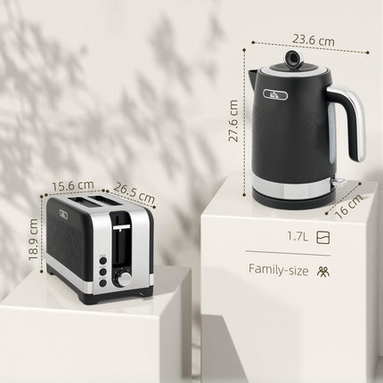Sleek Textured Kettle and Toaster Set - Black