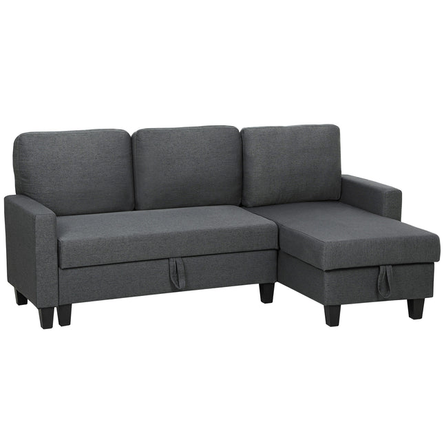 Three-Seater Storage Sofa Bed - Charcoal Grey