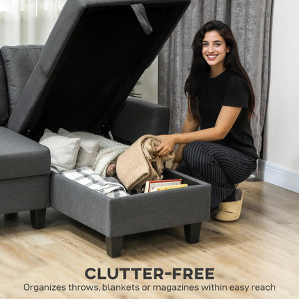 Three-Seater Storage Sofa Bed - Charcoal Grey