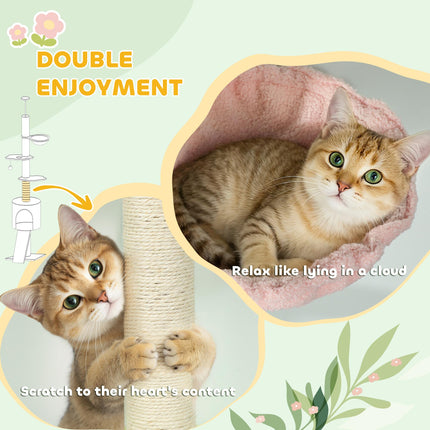 220-240 cm Floor to Ceiling Cat Tree Adjustable Height with Hammock, Condo, Scratching Posts, Green