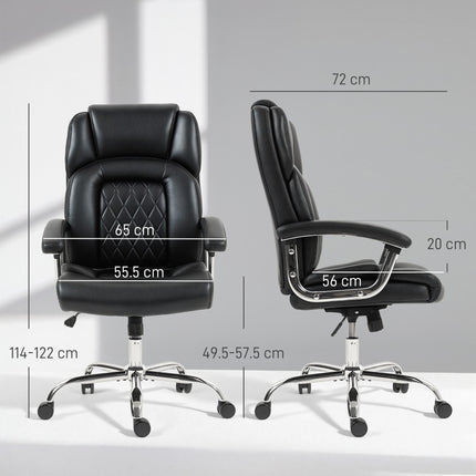 Big and Tall Office Chair 180kg with Spring Cushion, PU Leather - Black