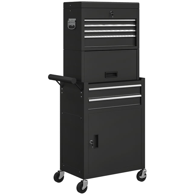 Three-Part Steel Locking Tool Chest - Black