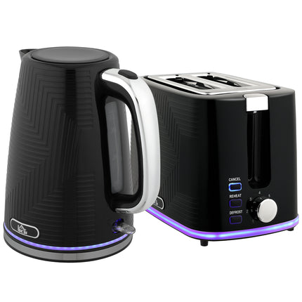 Modern Kettle and Toaster Set - Black